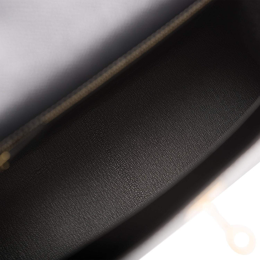 Hermes Kelly 25cm Bi-Color Black and Craie Epsom Sellier Brushed Gold Hardware