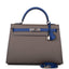 Hermes Kelly 32cm Bi-Color Etain and Bleu Electric Epsom Sellier Palladium Hardware