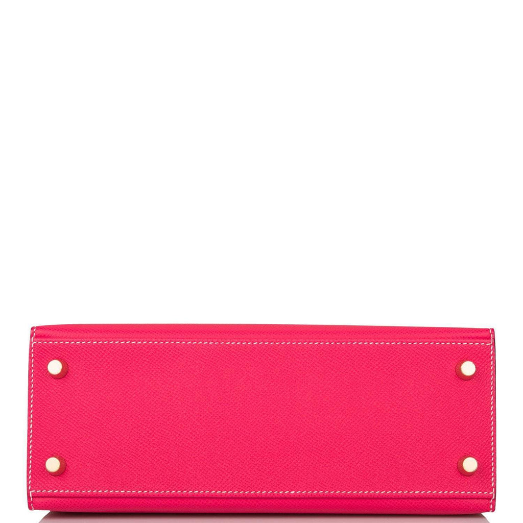 Hermes Kelly 25cm  Bi-Color Rose Extreme and Craie Epsom Sellier Permabrass Hardware