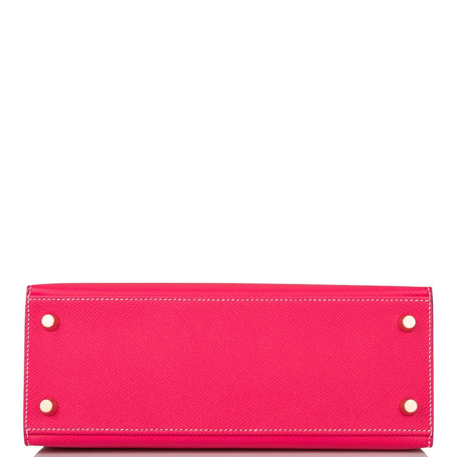 Hermes Kelly 25cm  Bi-Color Rose Extreme and Craie Epsom Sellier Permabrass Hardware