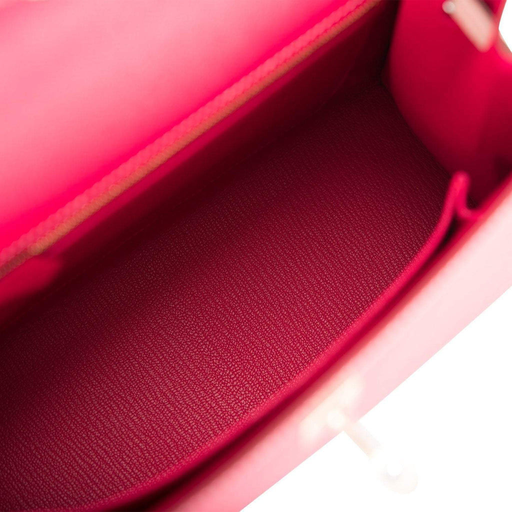 Hermes Kelly 25cm  Bi-Color Rose Extreme and Craie Epsom Sellier Permabrass Hardware