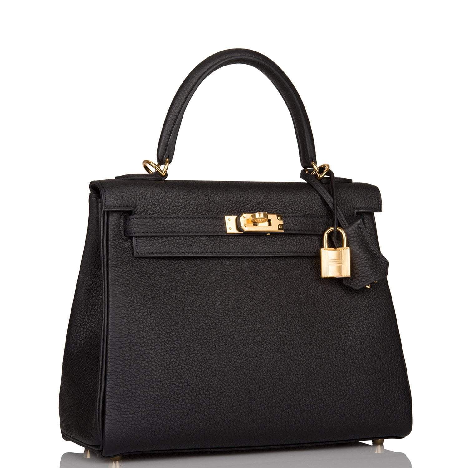 Hermes Kelly Retourne 25 Black Togo Gold Hardware