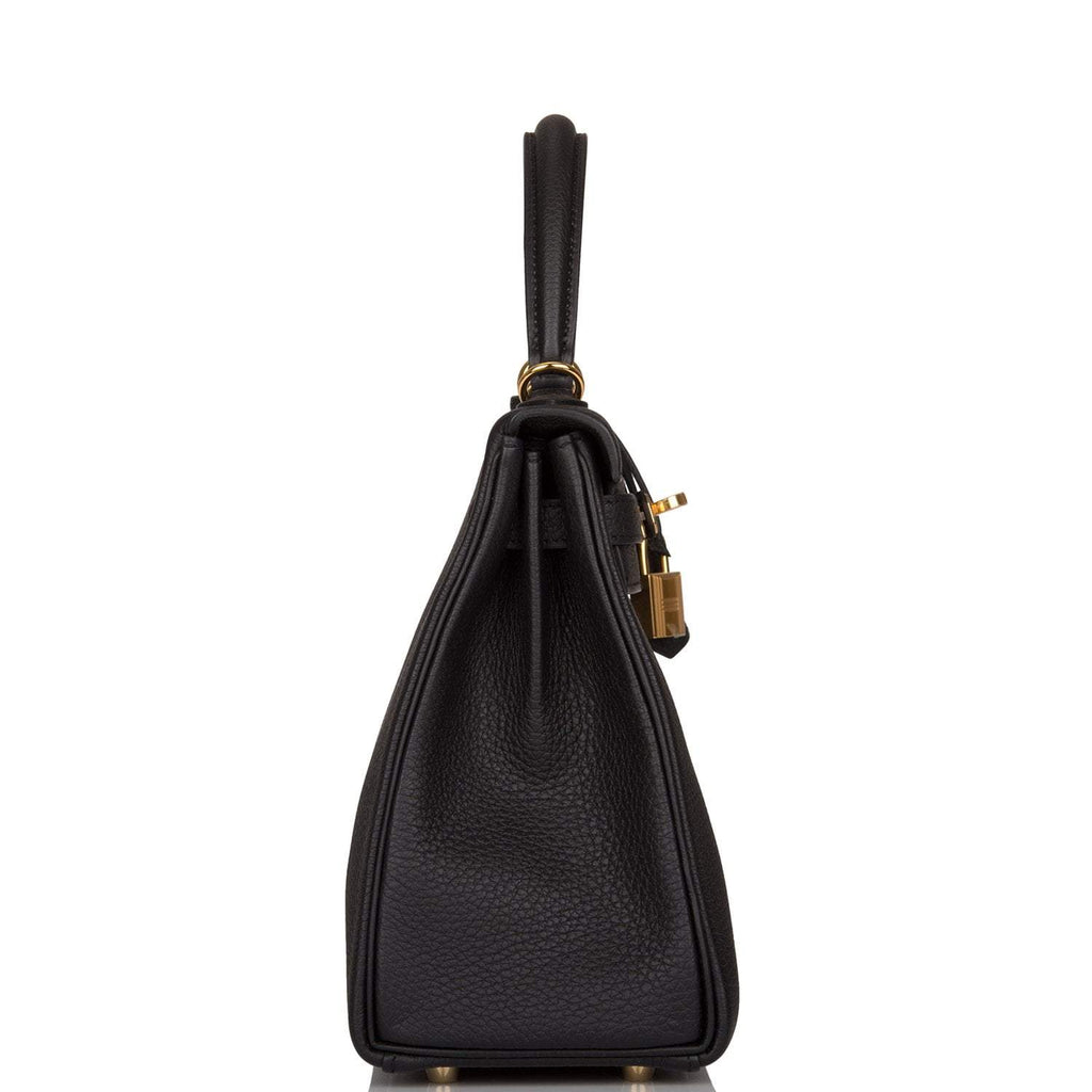 Hermes Kelly Retourne 25 Black Togo Gold Hardware