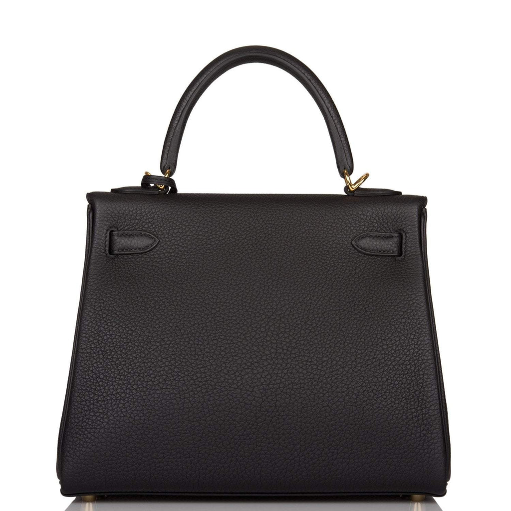Hermes Kelly Retourne 25 Black Togo Gold Hardware