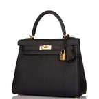 Hermes Kelly Retourne 25 Black Togo Gold Hardware