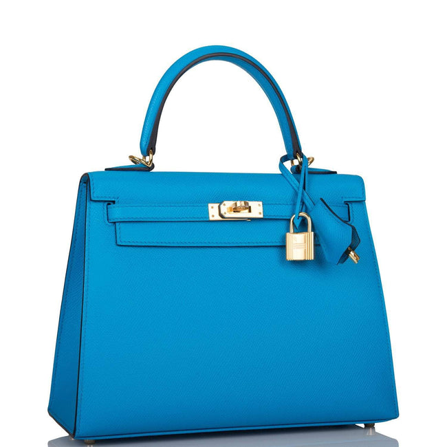 Hermes Kelly Sellier 25 Bleu Frida Epsom Gold Hardware Main Image