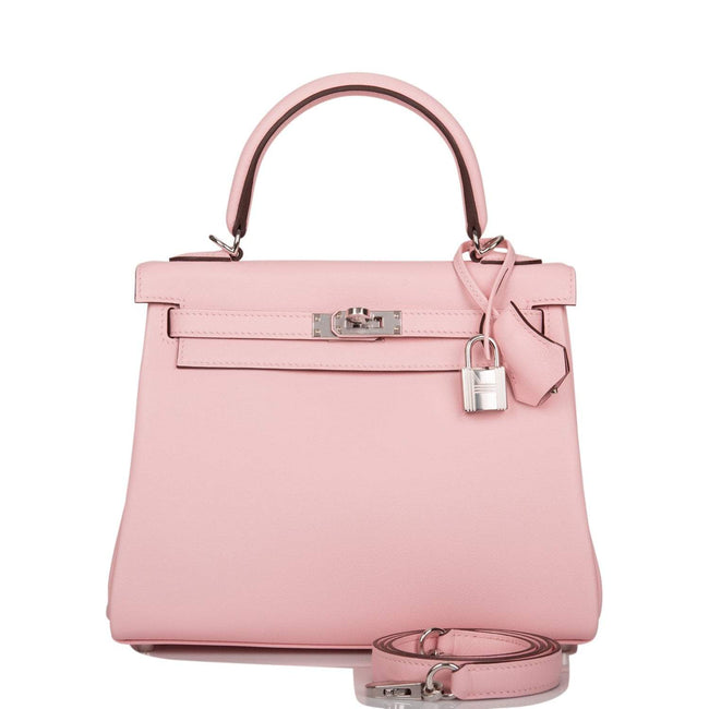 Hermes Rose Sakura Swift Retourne Kelly 25cm Palladium Hardware Main Image