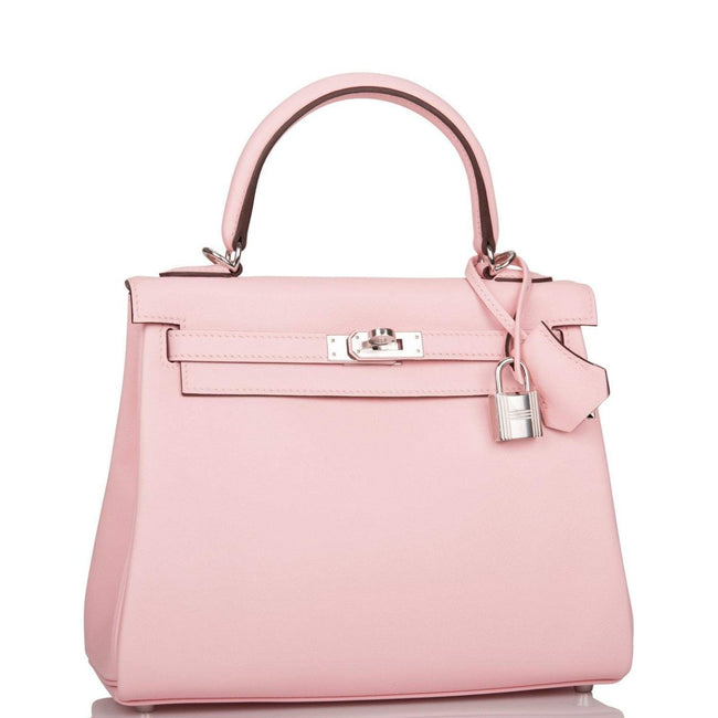 Hermes Rose Sakura Swift Retourne Kelly 25cm Palladium Hardware Hover Image