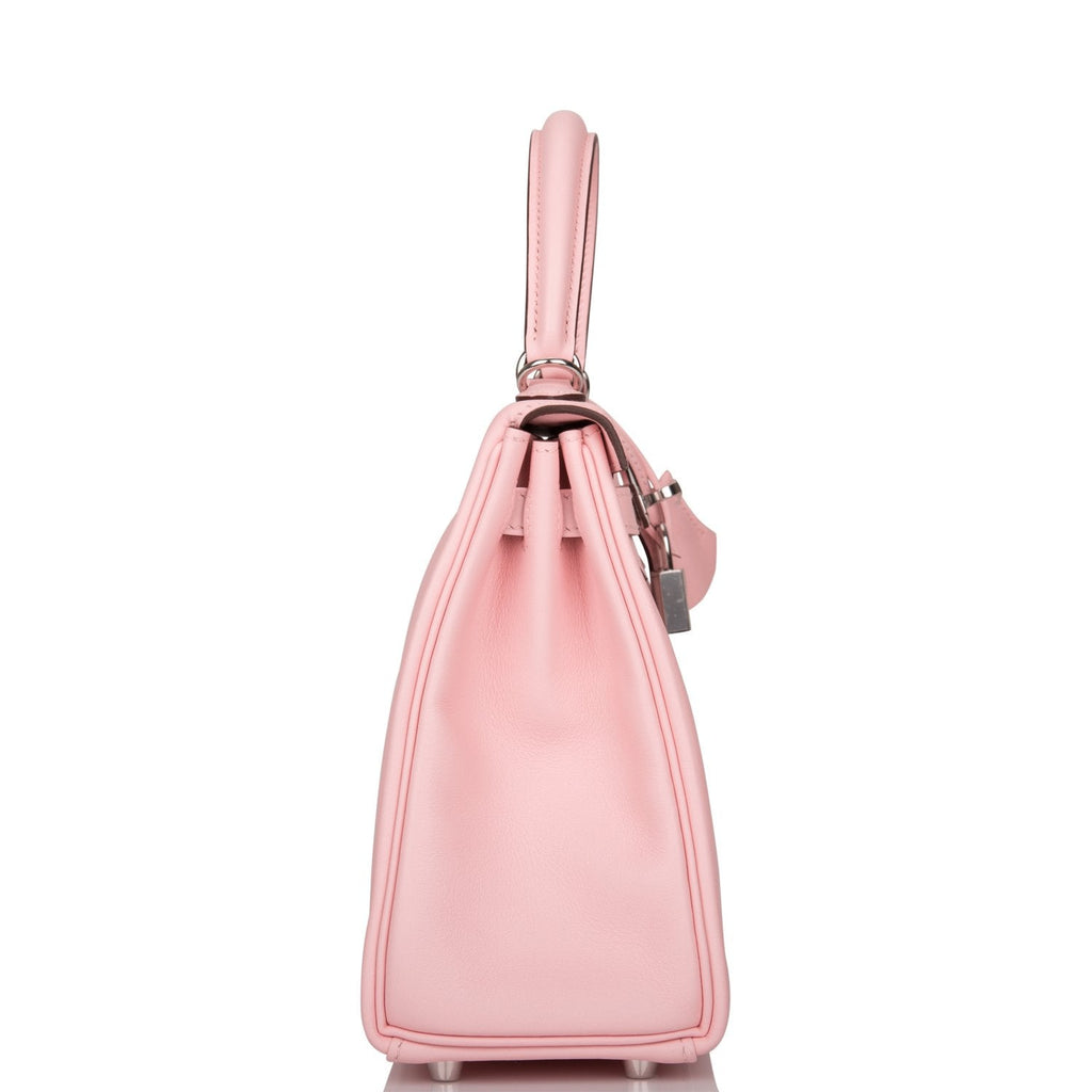 Hermes Rose Sakura Swift Retourne Kelly 25cm Palladium Hardware