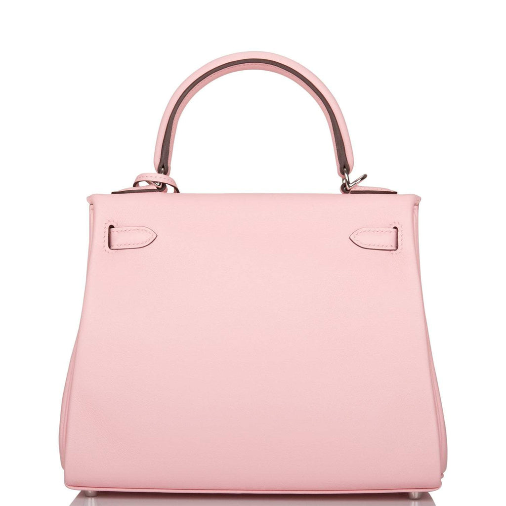 Hermes Rose Sakura Swift Retourne Kelly 25cm Palladium Hardware