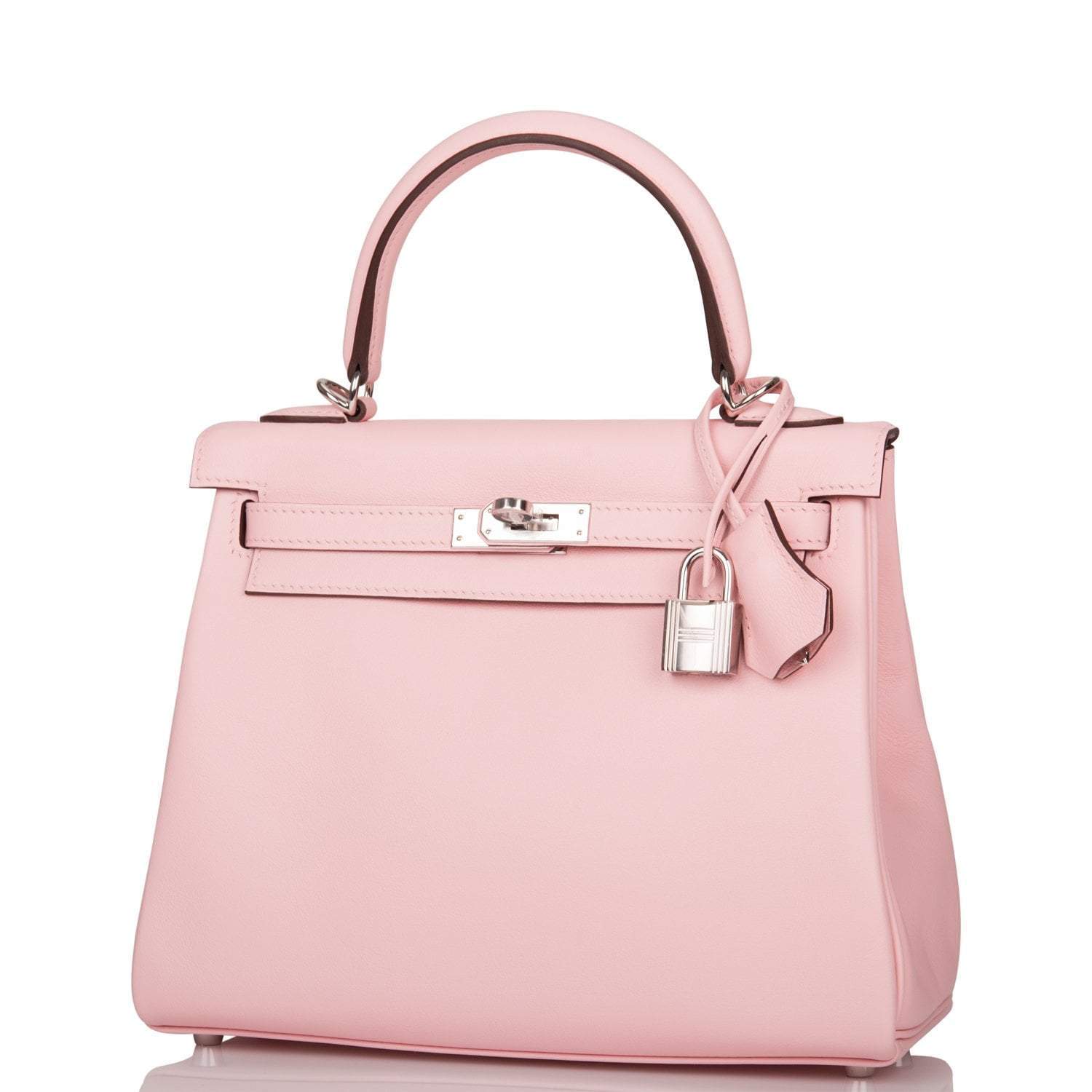 Hermes Rose Sakura Swift Retourne Kelly 25cm Palladium Hardware