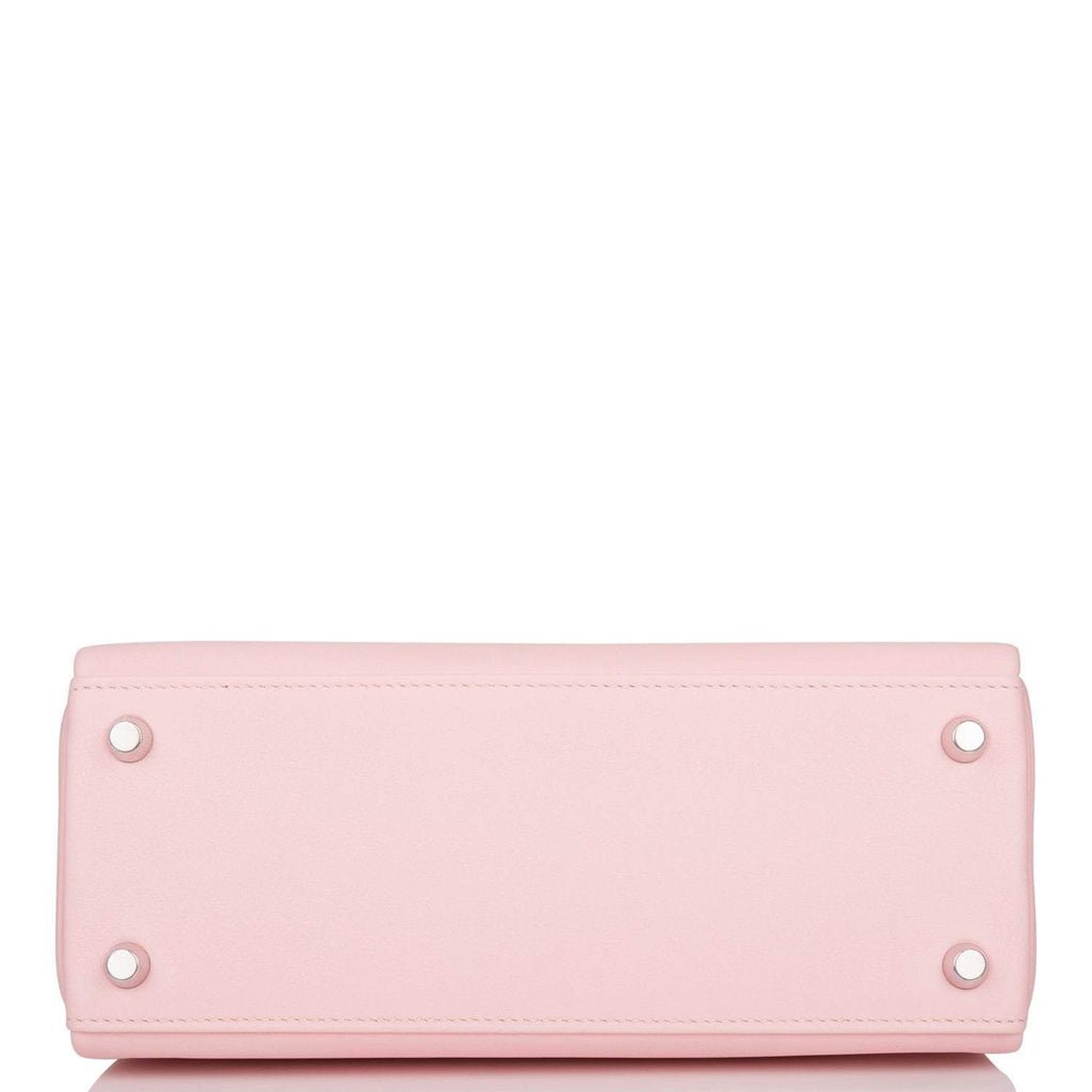 Hermes Rose Sakura Swift Retourne Kelly 25cm Palladium Hardware