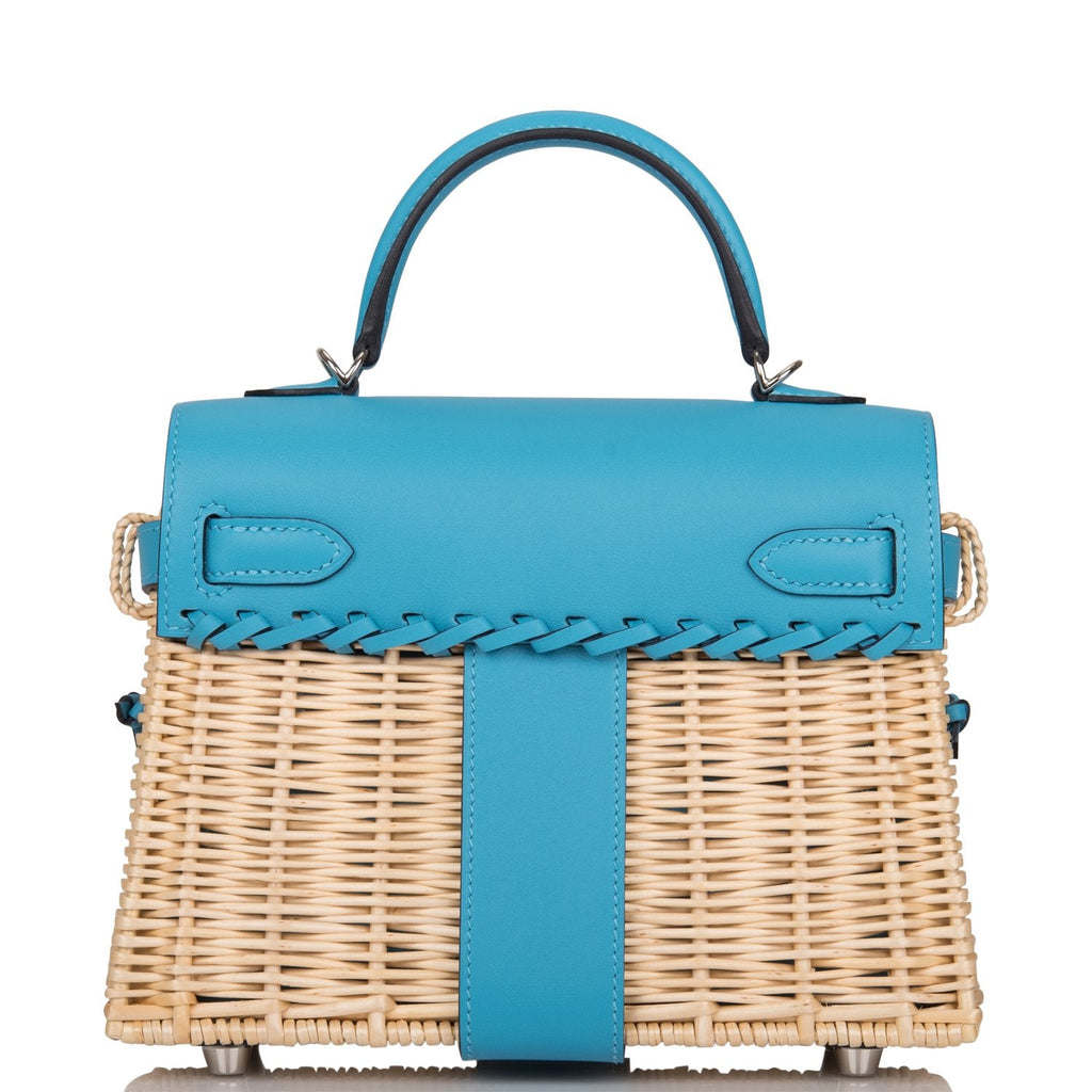 Hermes Bleu du Nord Swift Mini Picnic Kelly Bag 20cm Palladium Hardware