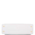 Hermes Horseshoe Stamp (HSS) White and Jaune D'Or Epsom Sellier Kelly 20cm Permabrass Hardware
