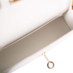 Hermes Horseshoe Stamp (HSS) White and Jaune D'Or Epsom Sellier Kelly 20cm Permabrass Hardware
