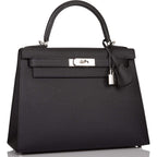 Hermes Black Epsom Sellier Kelly 28cm Palladium Hardware