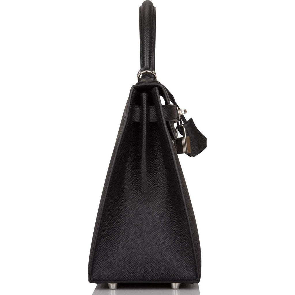 Hermes Black Epsom Sellier Kelly 28cm Palladium Hardware