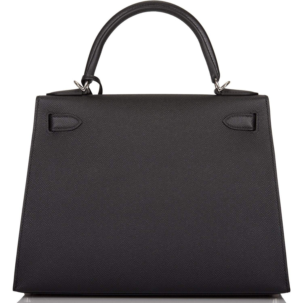 Hermes Black Epsom Sellier Kelly 28cm Palladium Hardware