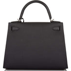 Hermes Black Epsom Sellier Kelly 28cm Palladium Hardware