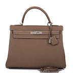 Hermes Kelly Retourne 32 Etoupe Togo Palladium Hardware