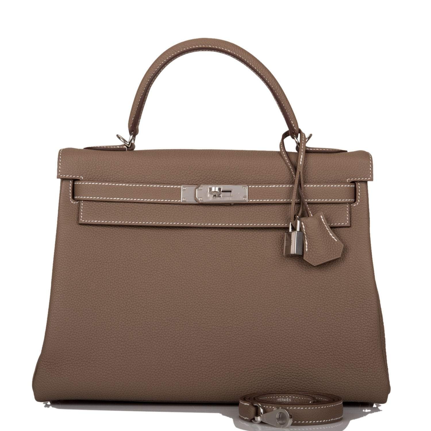 Hermes Kelly Retourne 32 Etoupe Togo Palladium Hardware