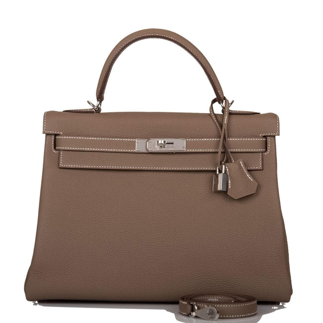 Hermes Kelly Retourne 32 Etoupe Togo Palladium Hardware Hover Image