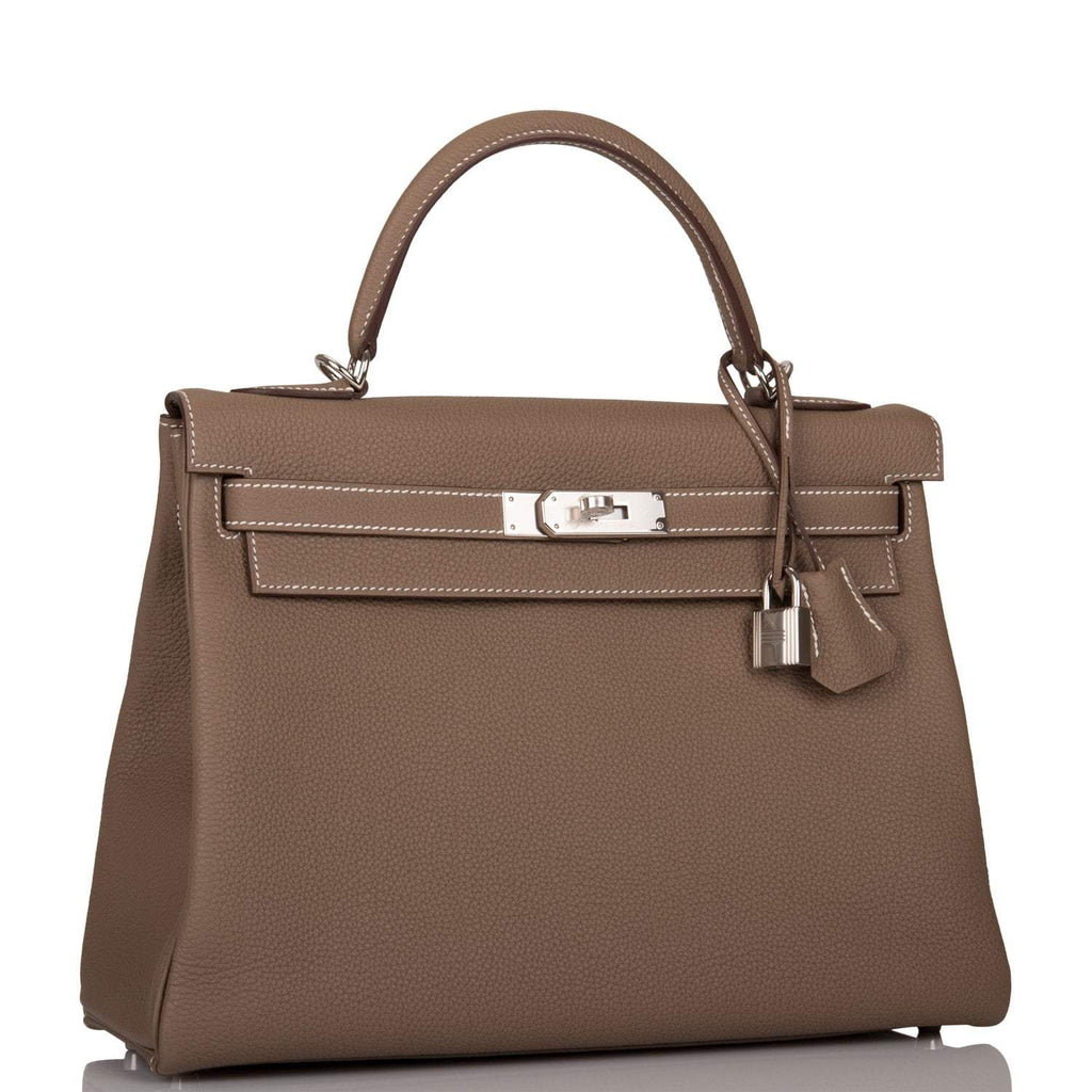 Hermes Kelly Retourne 32 Etoupe Togo Palladium Hardware
