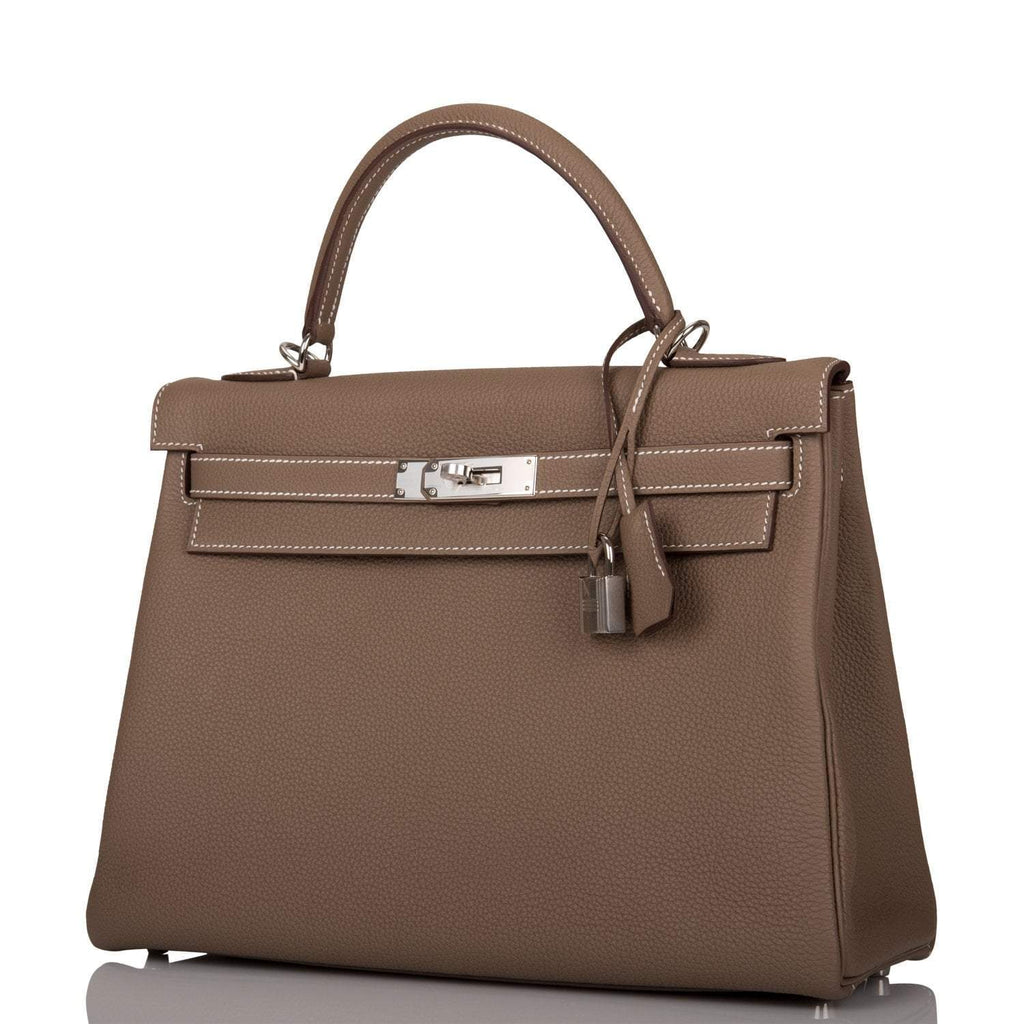 Hermes Kelly Retourne 32 Etoupe Togo Palladium Hardware
