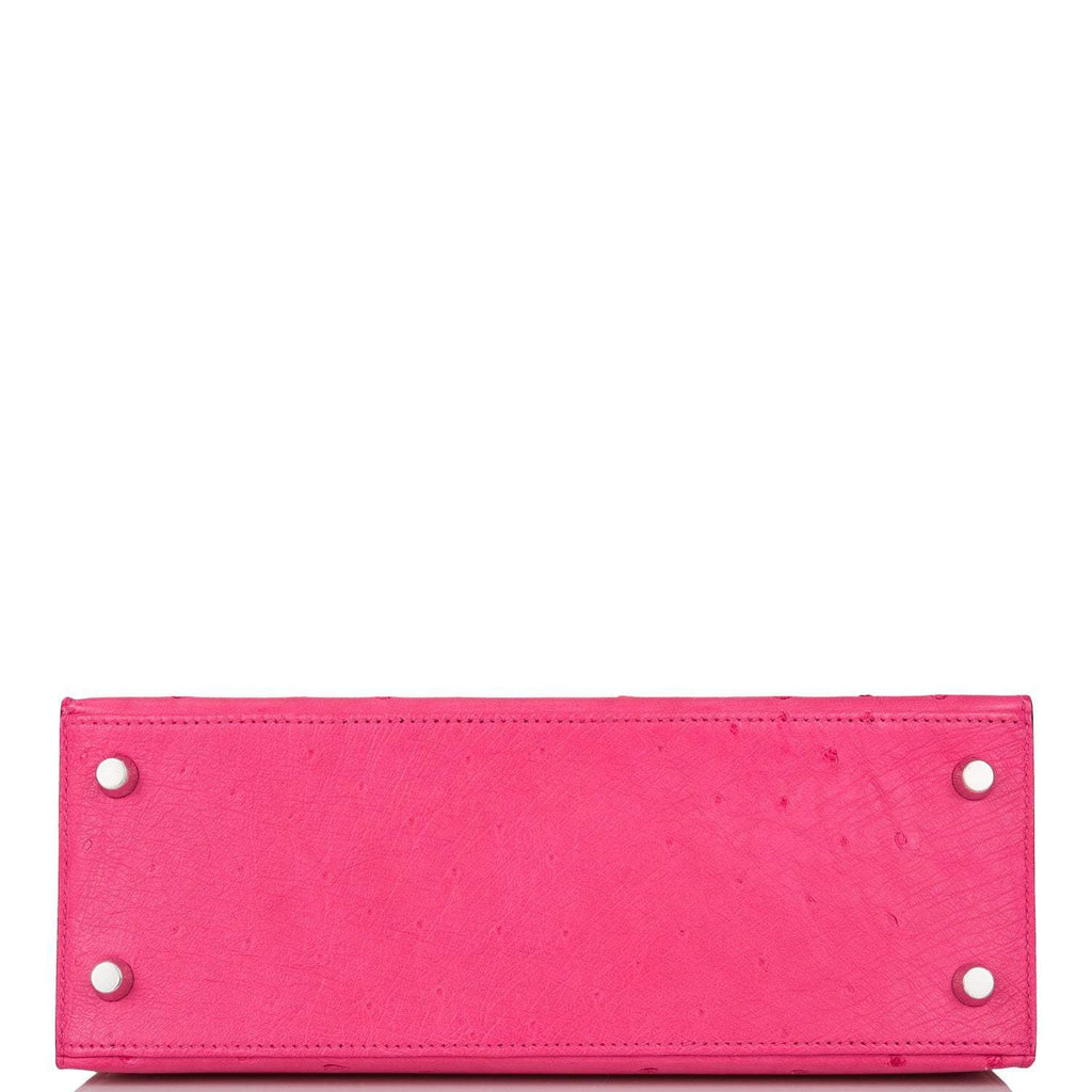 Hermes Rose Tyrien Ostrich Sellier Kelly 25cm Palladium Hardware