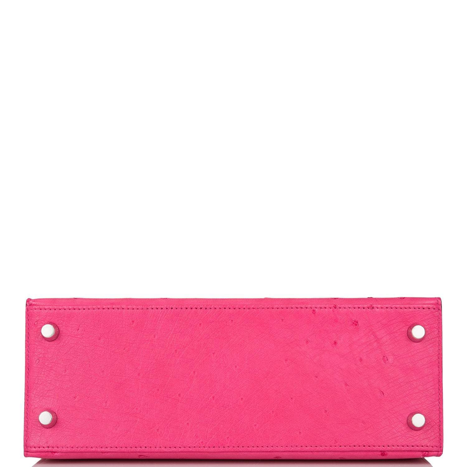 Hermes Rose Tyrien Ostrich Sellier Kelly 25cm Palladium Hardware