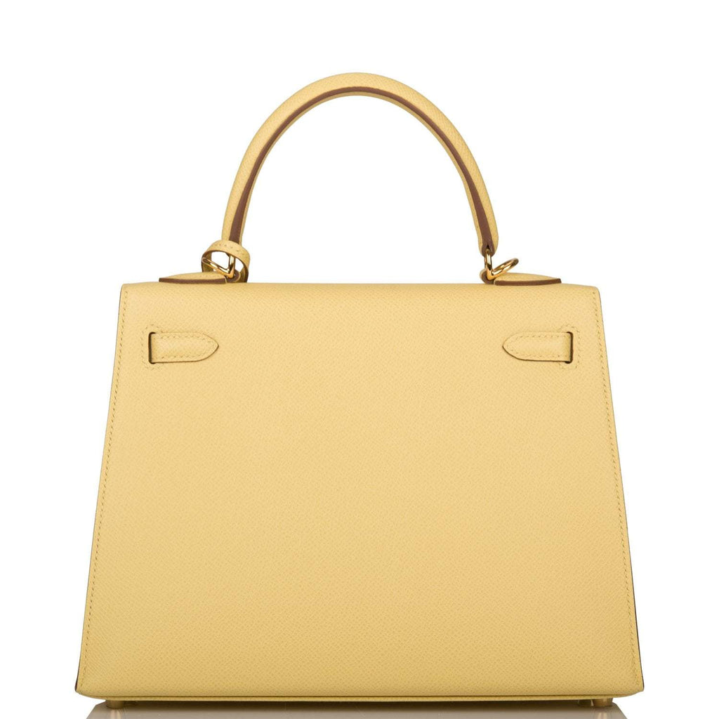 Hermes Jaune Poussin Epsom Sellier Kelly 25cm Gold Hardware