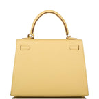 Hermes Jaune Poussin Epsom Sellier Kelly 25cm Gold Hardware