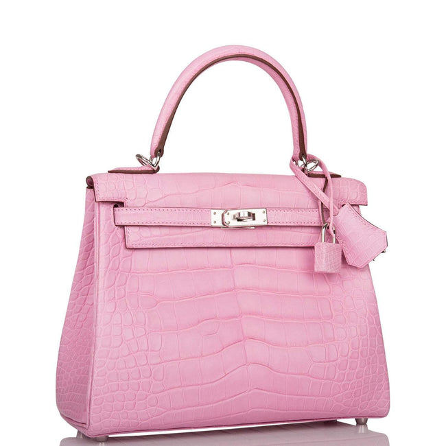 Hermes Bubblegum 5P Matte Alligator Retourne Kelly 25cm Palladium Hardware Main Image