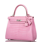 Hermes Bubblegum 5P Matte Alligator Retourne Kelly 25cm Palladium Hardware