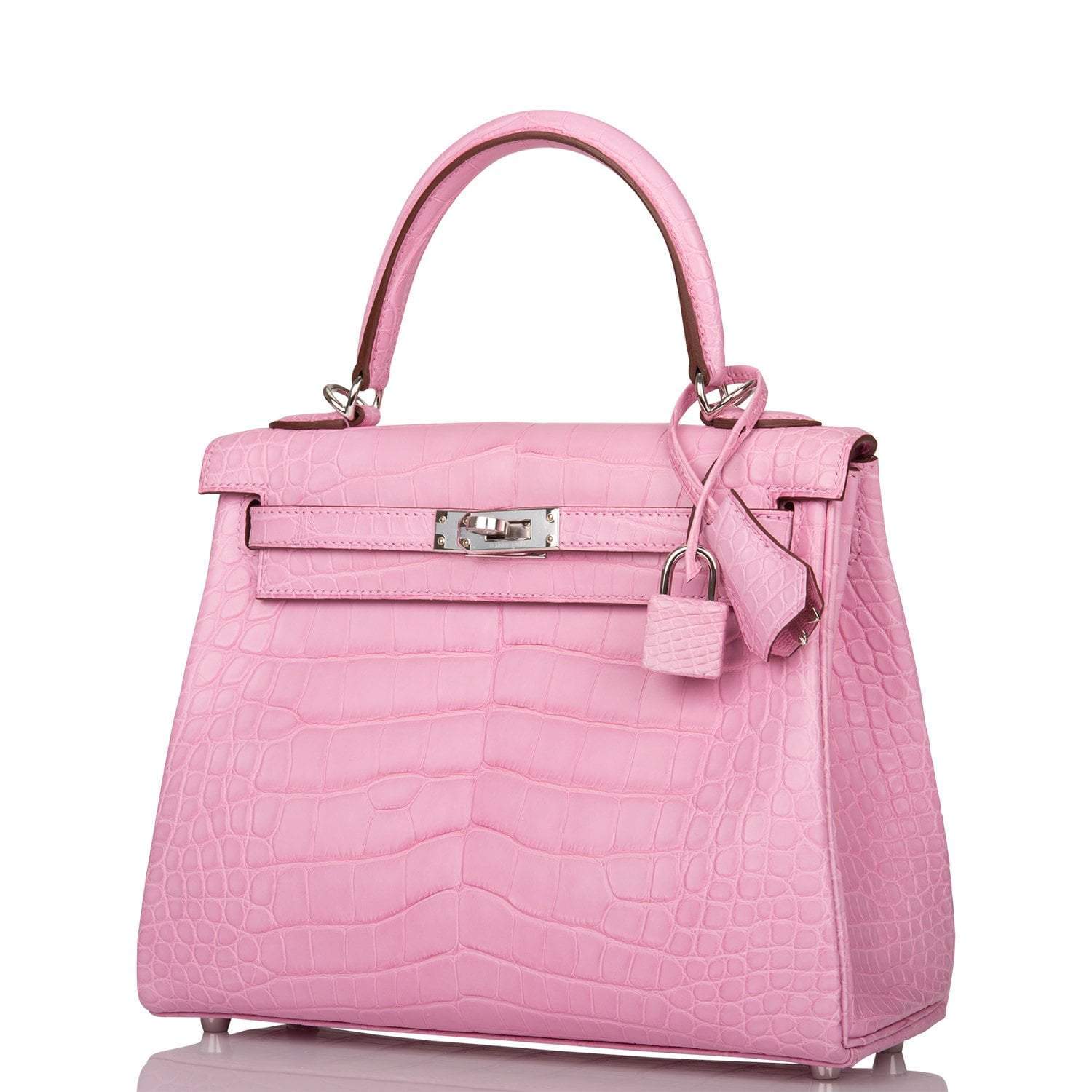 Hermes Bubblegum 5P Matte Alligator Retourne Kelly 25cm Palladium Hardware