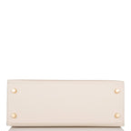 Hermes Kelly 25cm Bi-Color Craie and Etoupe Epsom Sellier  Brushed Gold Hardware