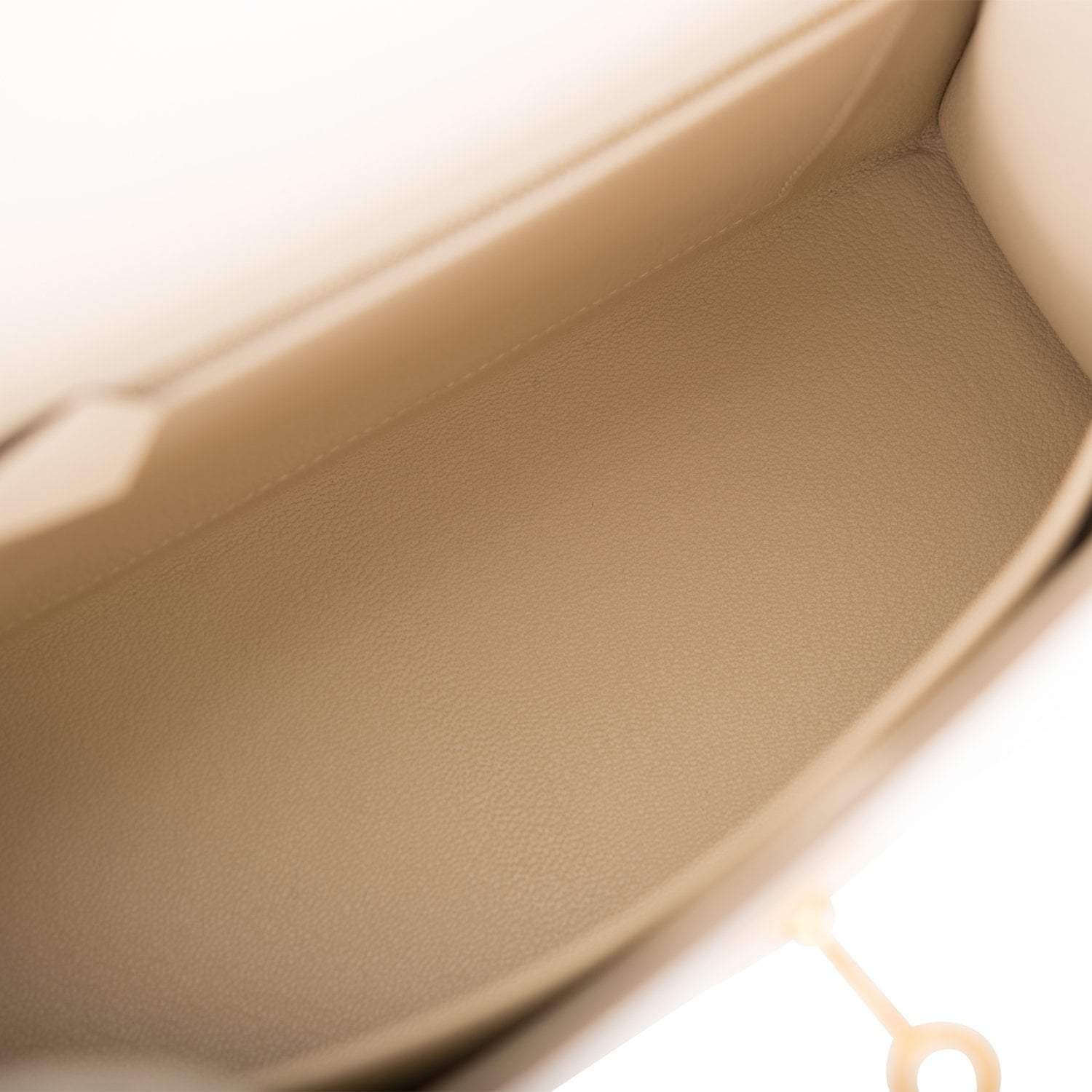 Hermes Kelly 25cm Bi-Color Craie and Etoupe Epsom Sellier  Brushed Gold Hardware