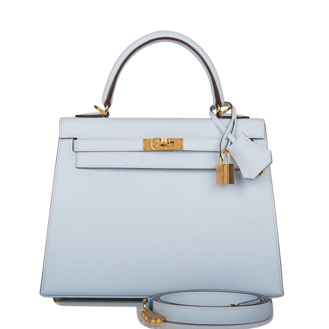 Hermes Bleu Brume Epsom Sellier Kelly 25cm Gold Hardware Hover Image