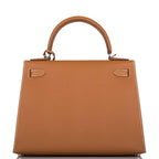 Hermes Gold Epsom Sellier Kelly 28cm Palladium Hardware