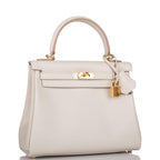 Hermes Gris Perle Swift Retourne Kelly 25cm Gold Hardware