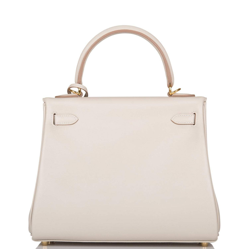 Hermes Gris Perle Swift Retourne Kelly 25cm Gold Hardware