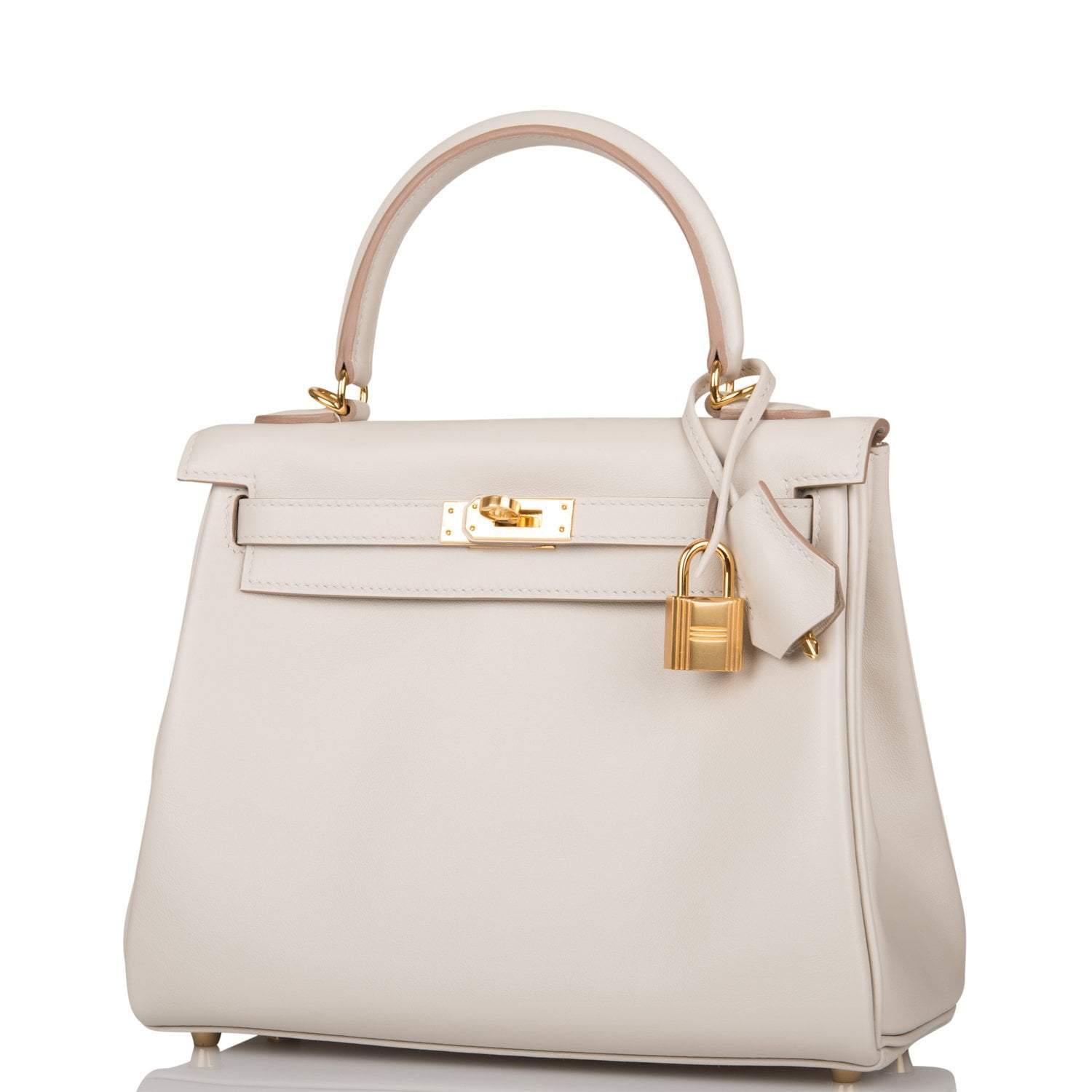 Hermes Gris Perle Swift Retourne Kelly 25cm Gold Hardware