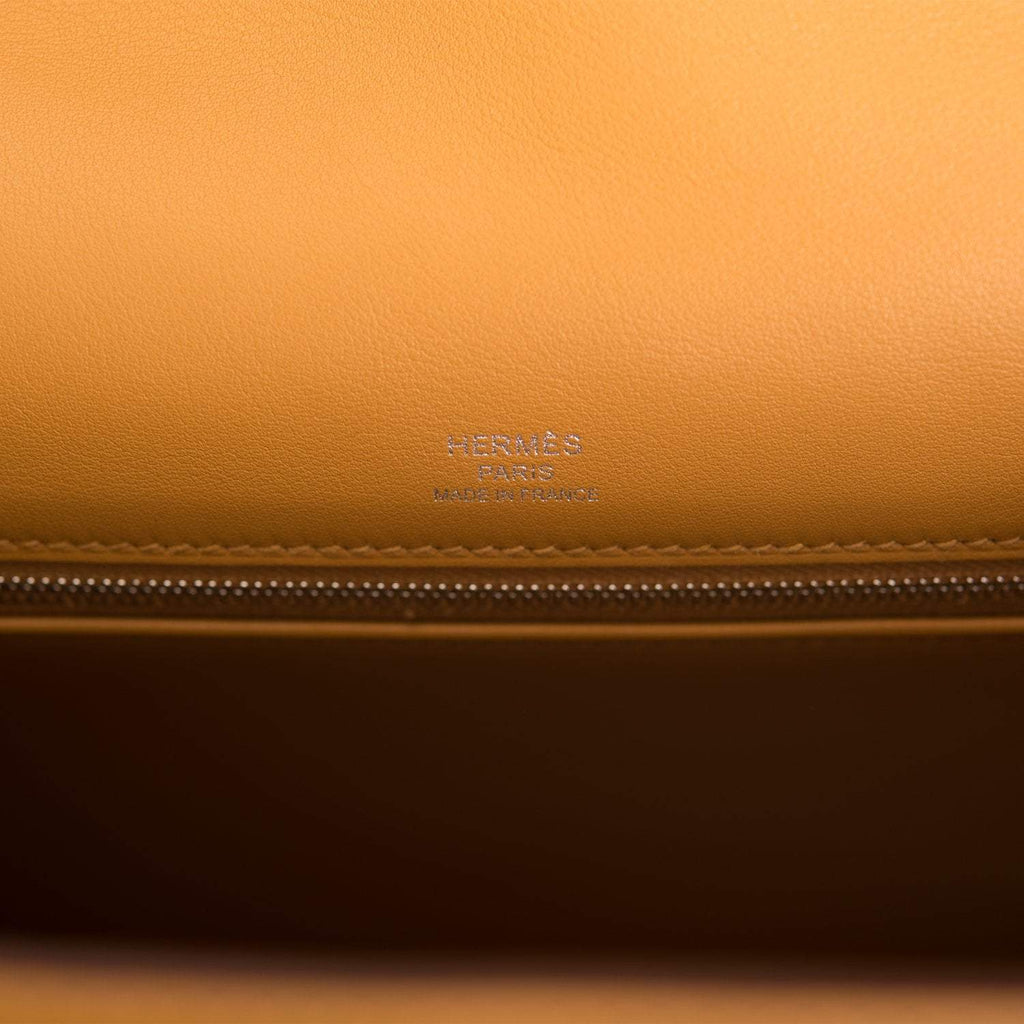 Hermes Sesame Toile and Swift Sellier Kelly 28cm Palladium Hardware