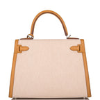 Hermes Sesame Toile and Swift Sellier Kelly 28cm Palladium Hardware