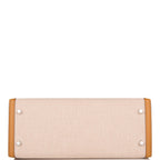 Hermes Sesame Toile and Swift Sellier Kelly 28cm Palladium Hardware