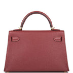 Hermes Rouge H Chevre Sellier Kelly 20cm Gold Hardware
