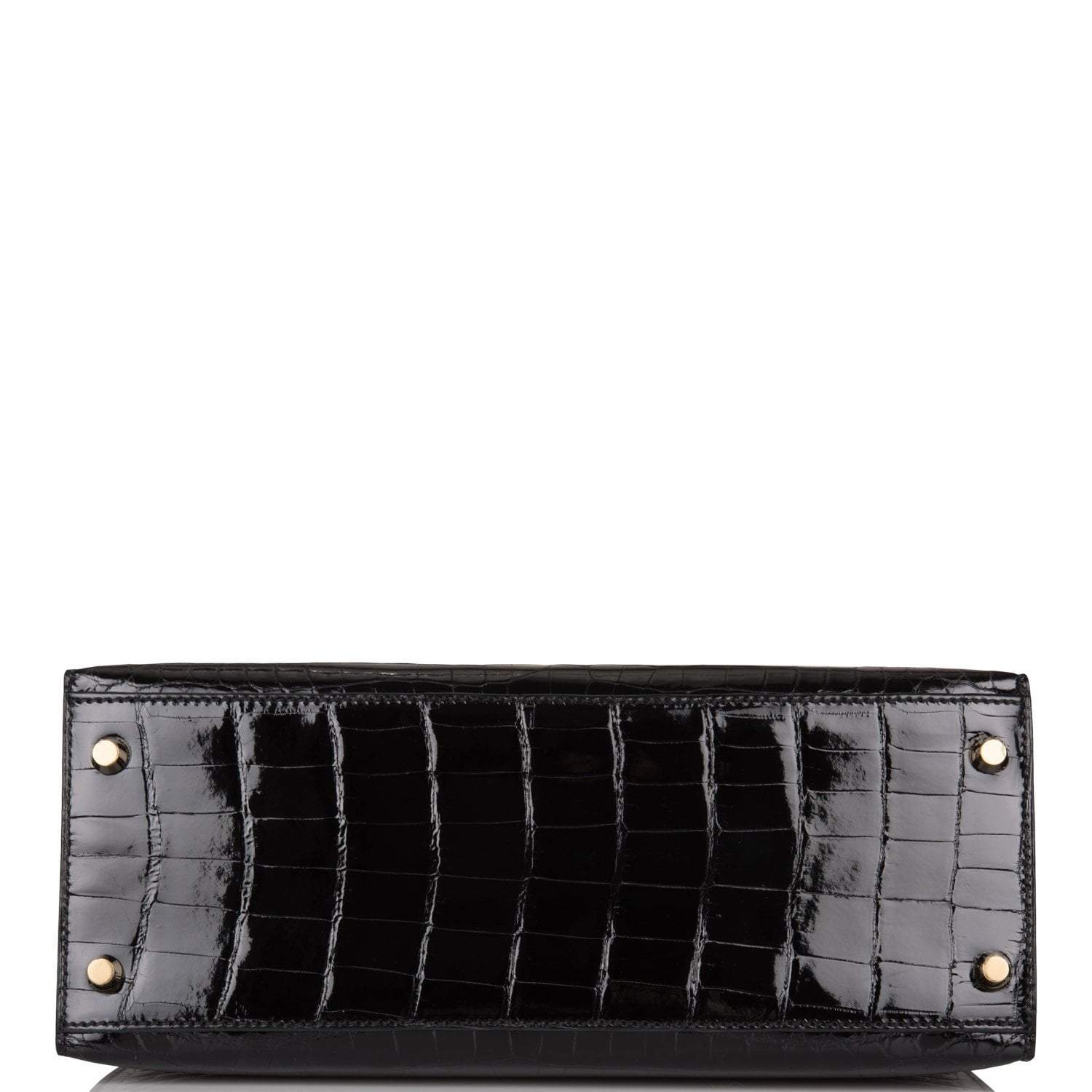 Hermes Black Shiny Niloticus Crocodile Sellier Kelly 28cm Gold Hardware