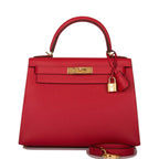 Hermes Rouge Casaque Epsom Sellier Kelly 28cm Gold Hardware