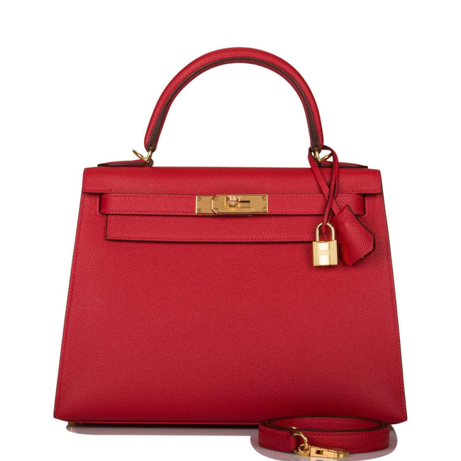 Hermes Rouge Casaque Epsom Sellier Kelly 28cm Gold Hardware Main Image