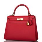Hermes Rouge Casaque Epsom Sellier Kelly 28cm Gold Hardware